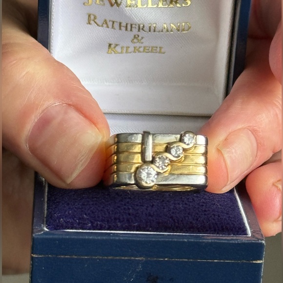 *** SOLD *** Custom 18/19K White/Yellow Gold Ring Size 8 - Picture 3 of 5